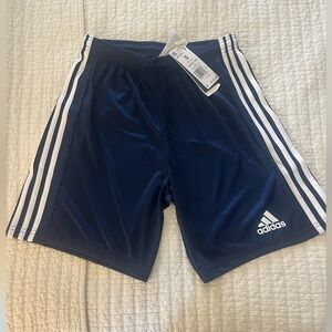 Adidas Dark Blue Sports Shorts with White Stripes